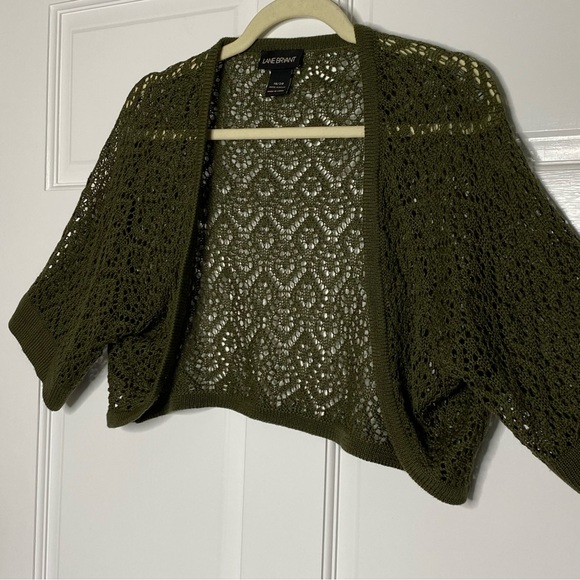 Lane Bryant Top Open Crochet Halter Tank Sweater Twin Set 18/20 Olive Coastal - Picture 9 of 10